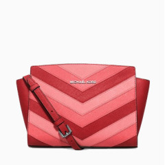 红色撞色斜跨女包