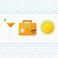 夏季海边度假行李箱矢量素材