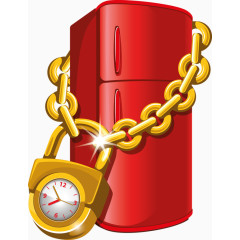 卡通手绘红色冰箱