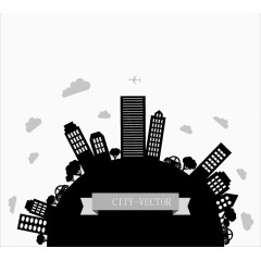 创意城市剪影背景矢量素材