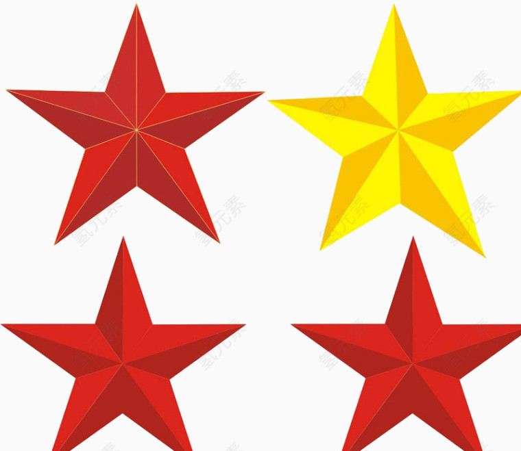 金色五角星橙色五角星免扣图片