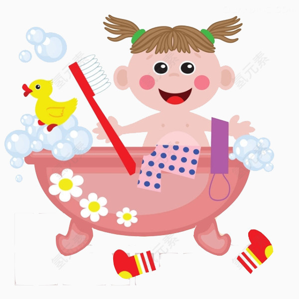 洗澡的小女孩