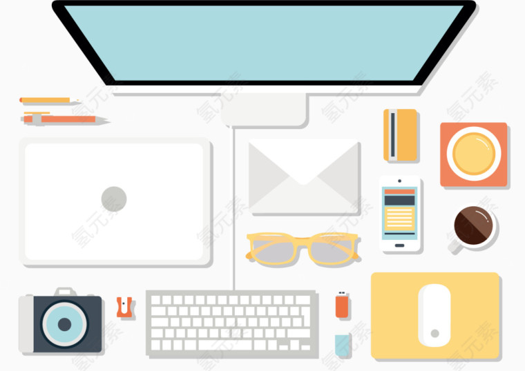 矢量图整洁的桌面
