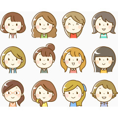 手绘卡通美女头像