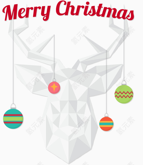 银色几何驯鹿头像