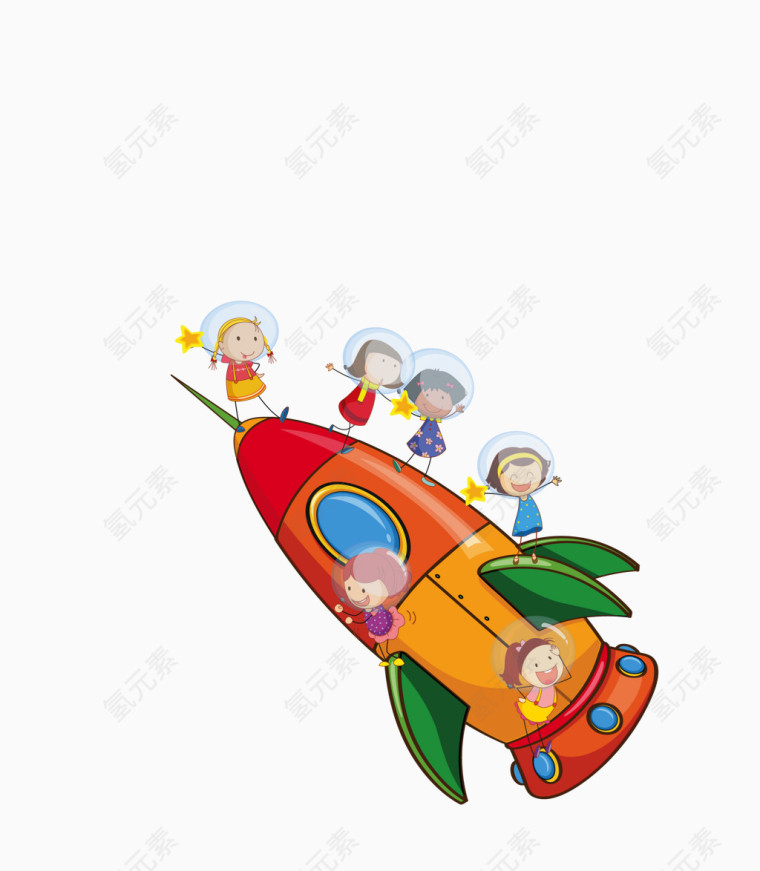 矢量彩色创意行走在飞行器上人物