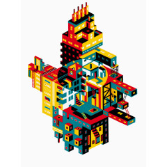 彩绘魔方建筑物