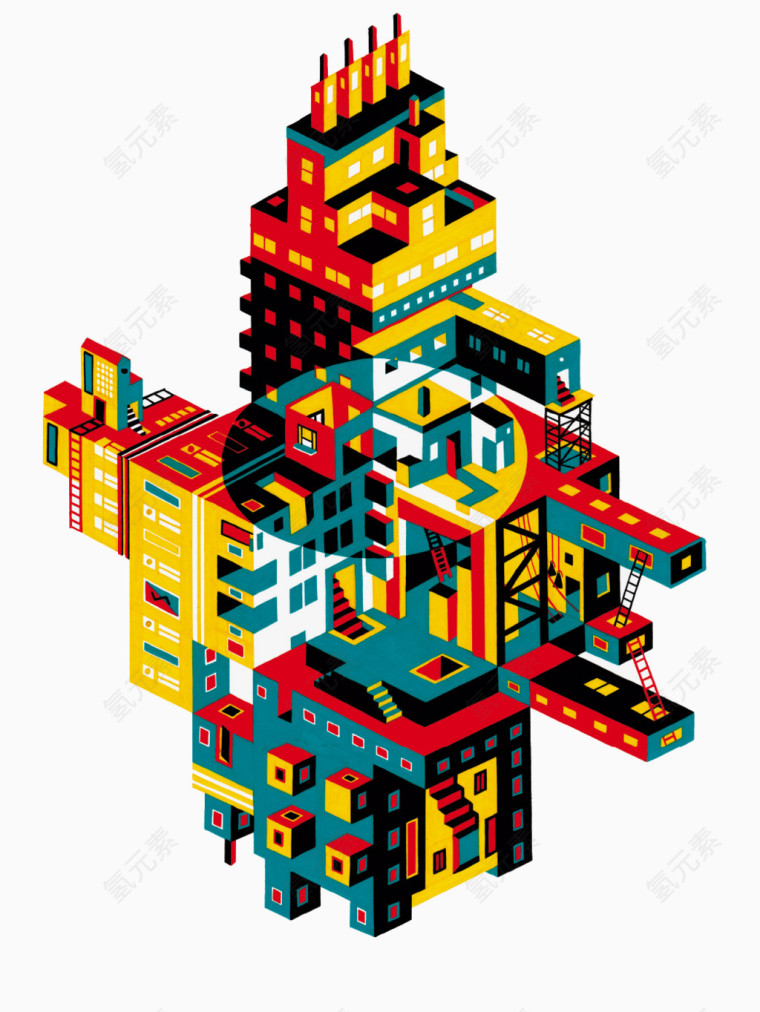 彩绘魔方建筑物