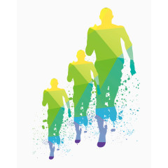 黄绿渐变人影奔跑装饰图案设计