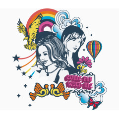 潮流人物花纹动物鹰蝴蝶