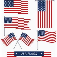 矢量手绘美国国旗合集