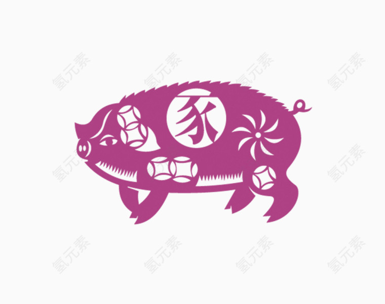 十二生肖剪纸之猪