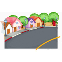 矢量手绘小镇街道
