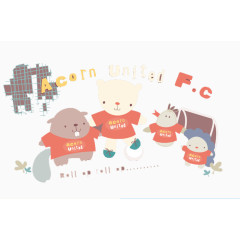 卡通动物矢量插画好朋友手牵手