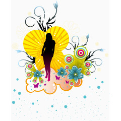 美女花纹矢量素材