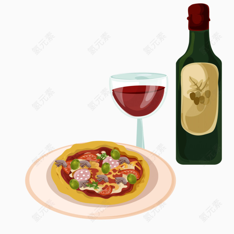 水彩意大利旅行元素