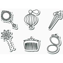 复古女生美容美发工具素材