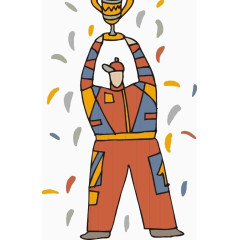 举奖杯的运动员