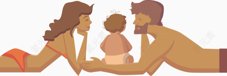 矢量手绘一家人