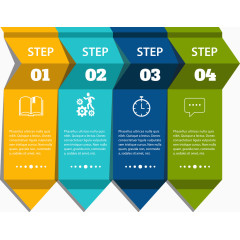 矢量折纸箭头ppt数字标签