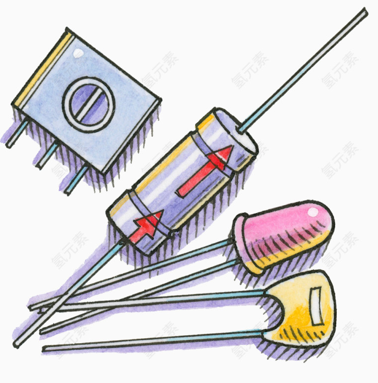 手绘电子元器件