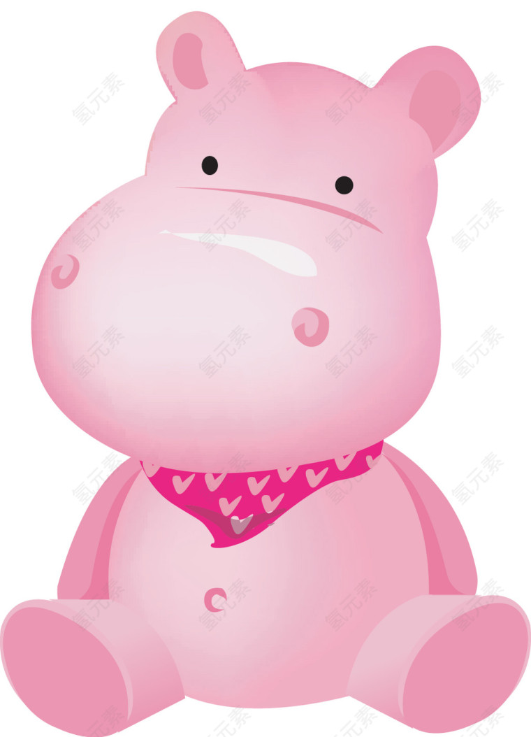 可爱的粉色河马