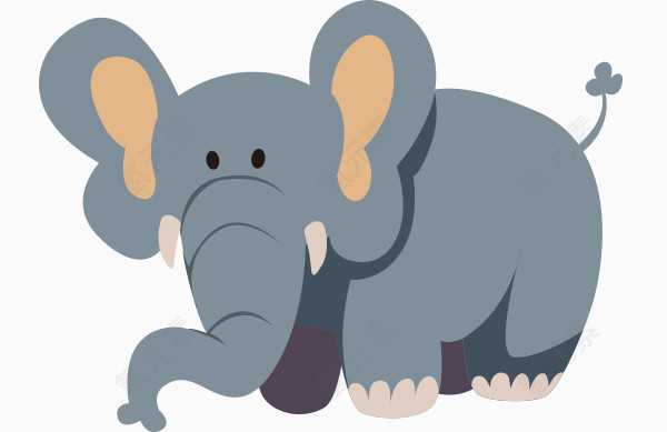 矢量萌萌的大象站立