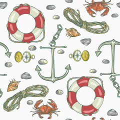 航海元素无缝背景矢量素材