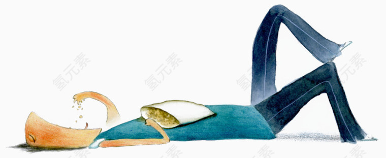 睡着吃东西的卡通人物