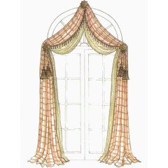 红色格子窗帘设计草稿