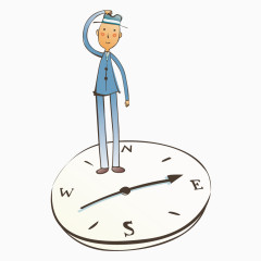 站在指南针上的男孩