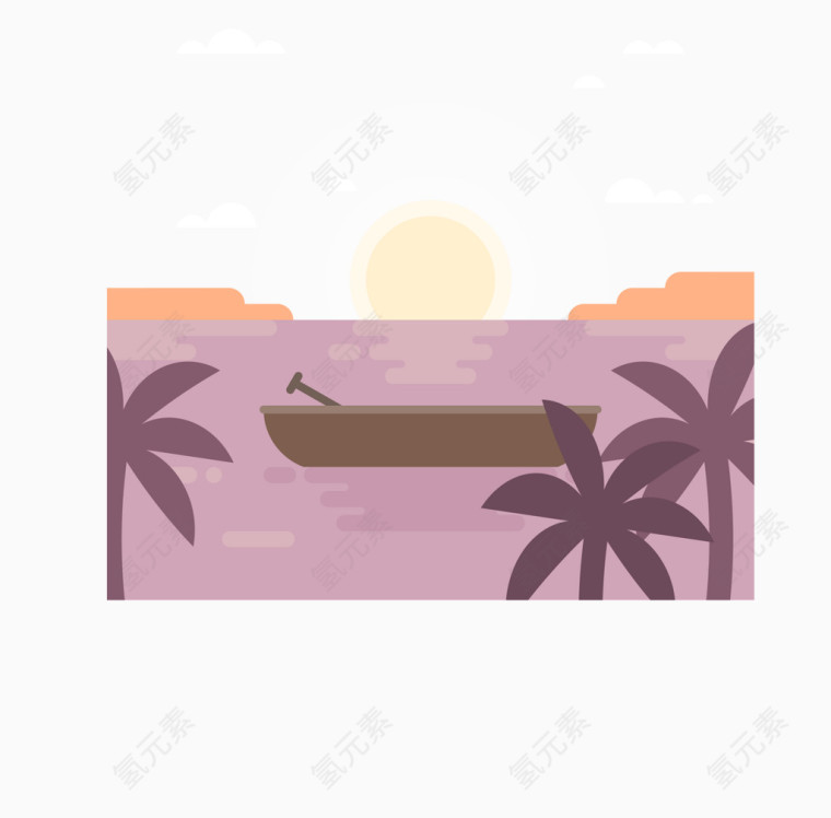 小河中赏日落