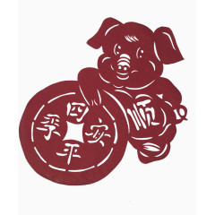 猪四季平安剪纸