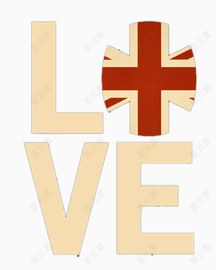 love艺术字英国国旗