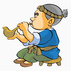 坐在凳子上吸烟斗的农夫