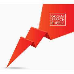 红色折叠效果语音泡泡创意矢量图