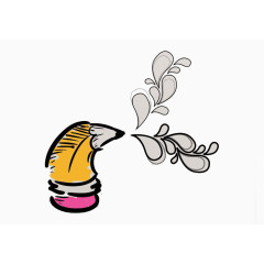 卡通弯曲铅笔吐墨汁