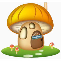 蘑菇房子建筑绿草地