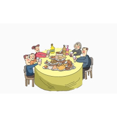 手绘一家人年夜饭