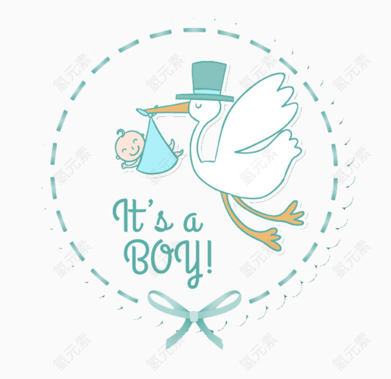 白鹤与男婴新生儿派对