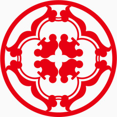 红色吉祥花纹剪纸