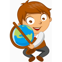 矢量报地球仪的男孩