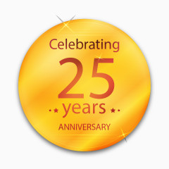 金色25年纪念章矢量