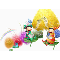 荷叶上的卡通女孩