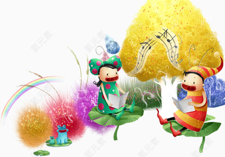 荷叶上的卡通女孩