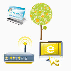 银行卡电脑路由器矢量素材