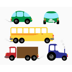 4款卡通汽车矢量素材