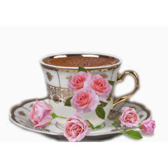 粉色玫瑰花花瓣咖啡杯宫廷奢华