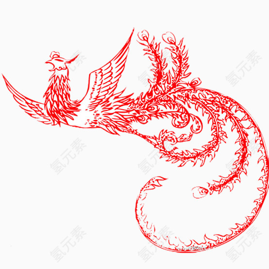 中国风凤凰剪纸