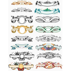 飘带标签矢量素材欧式风格